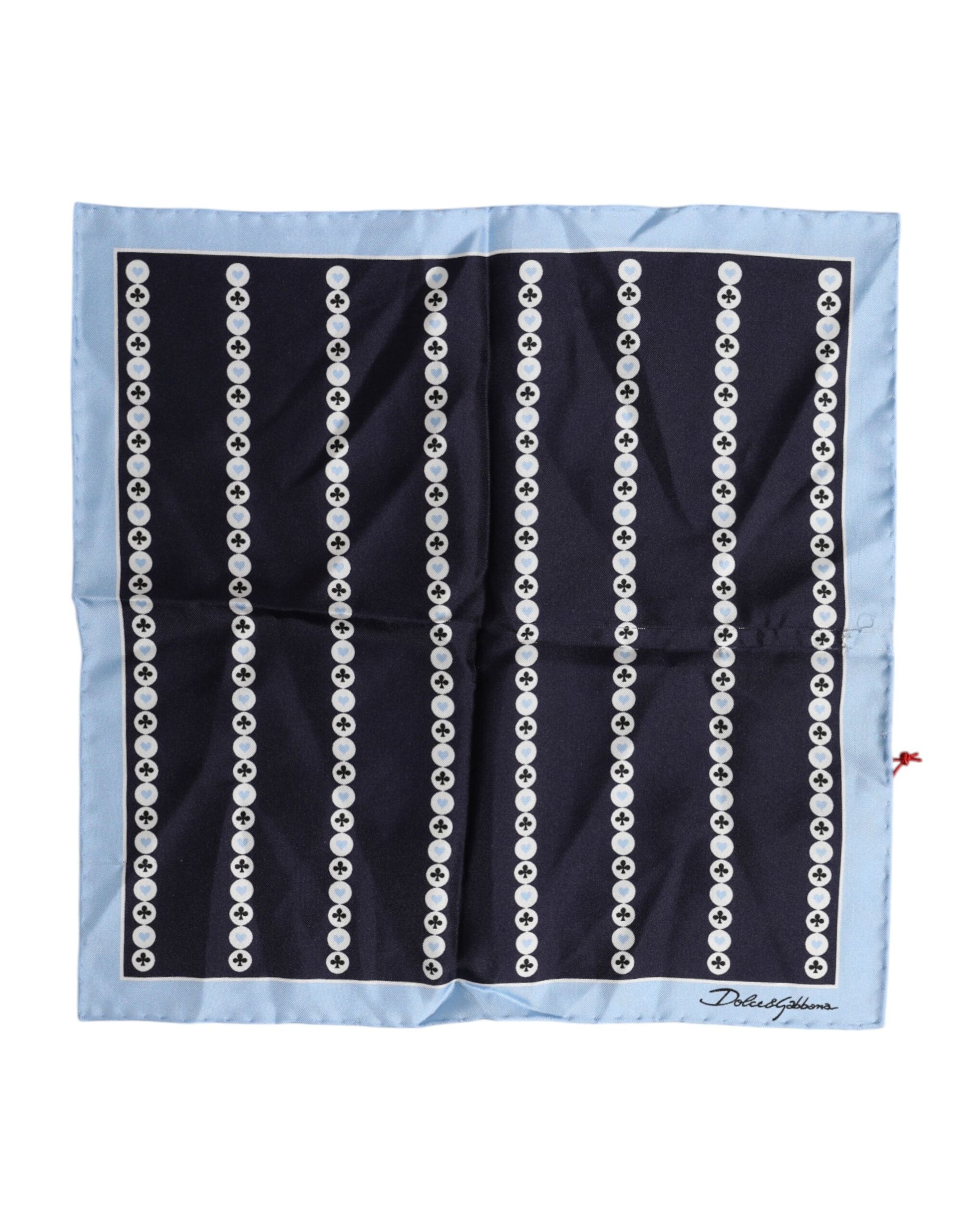Dolce & Gabbana Blue Printed Silk Square Men Foulard Scarf