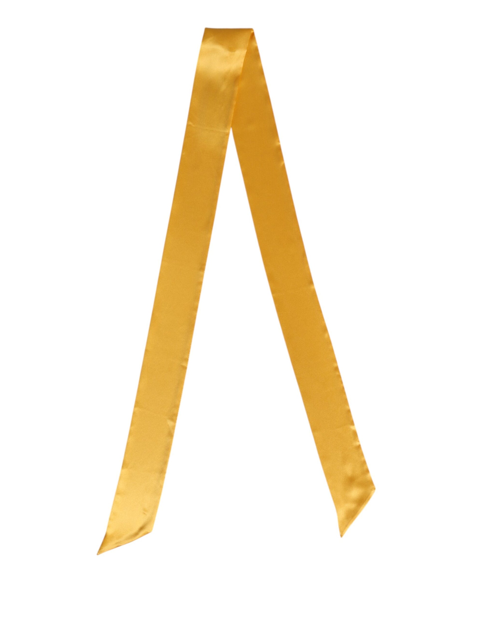 Dolce & Gabbana Yellow Satin Silk Skinny Foulard Wrap Scarf
