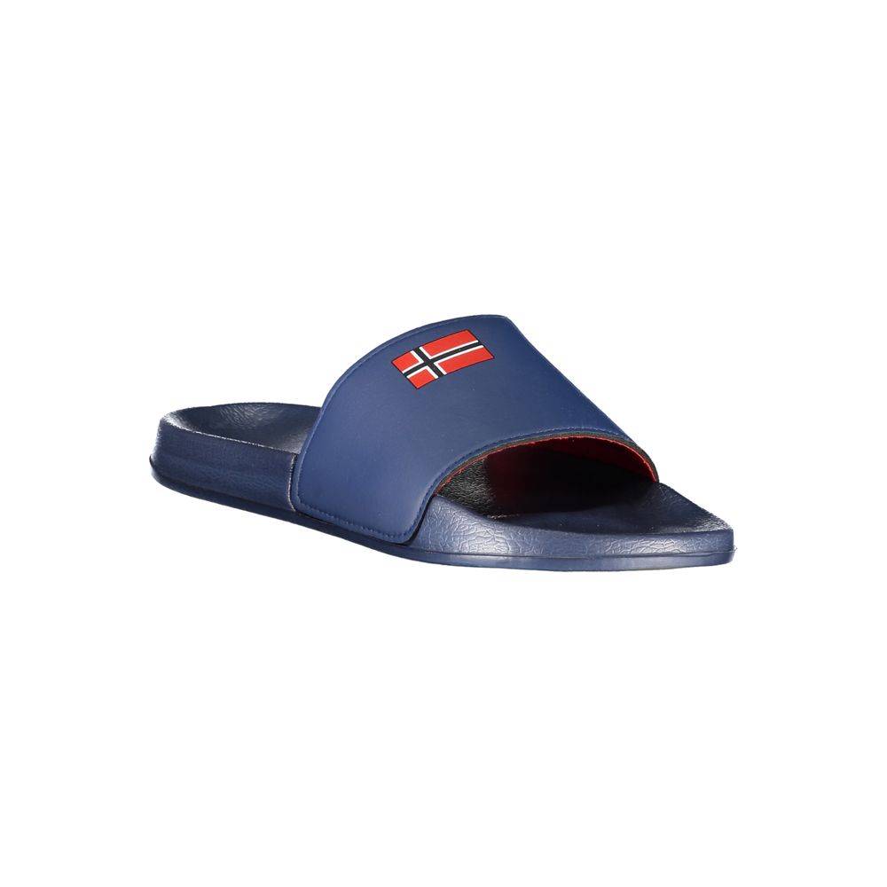 Norway 1963 Blue Plastic Men's Logo Pool Slider Sandals