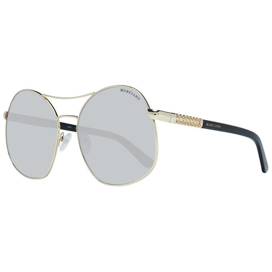 Marciano Women’s Sunglasses – Gold Oval Frame with Grey Gradient Lenses, 62mm