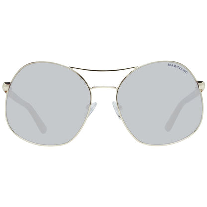 Marciano Women’s Sunglasses – Gold Oval Frame with Grey Gradient Lenses, 62mm