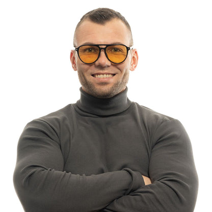 Ermenegildo Zegna Men’s Sunglasses – Black Full-Rim Frame, Yellow Lenses