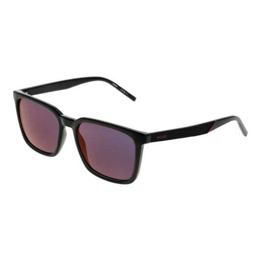 Hugo Boss Gray Men's Sunglasses – Stylish Rectangle Frame with Red Mirrored Lenses, 55mm