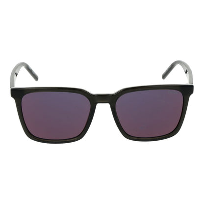 Hugo Boss Gray Men's Sunglasses – Stylish Rectangle Frame with Red Mirrored Lenses, 55mm