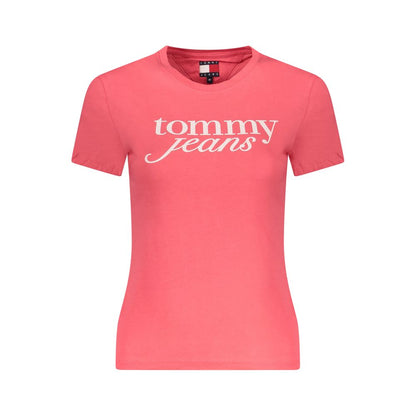 Tommy Hilfiger Pink Cotton Wide Neck T-Shirt