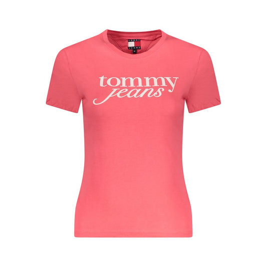 Tommy Hilfiger Pink Cotton Wide Neck T-Shirt