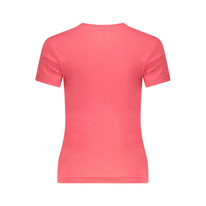 Tommy Hilfiger Pink Cotton Wide Neck T-Shirt