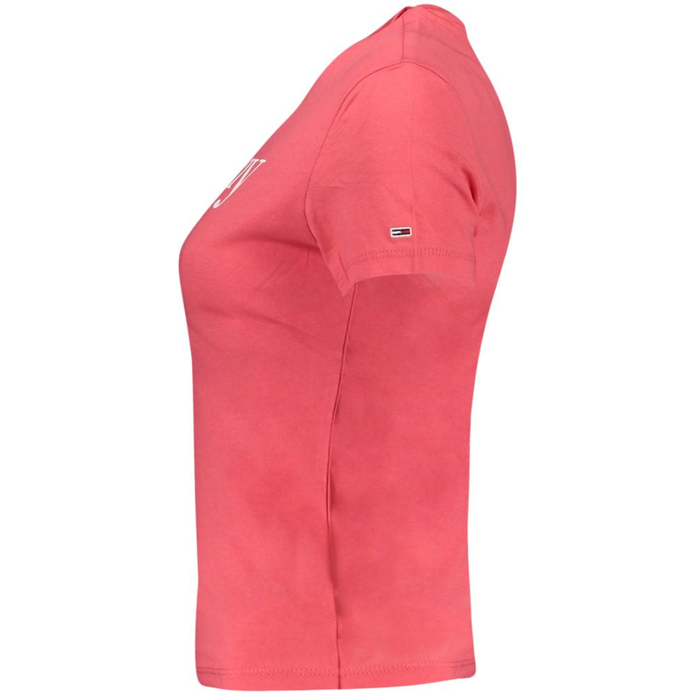 Tommy Hilfiger Pink Cotton Wide Neck T-Shirt