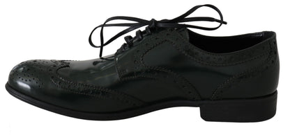  - Elegant Green Brogues Oxford Wingtip Flats