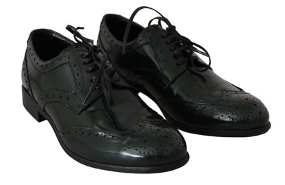  - Elegant Green Brogues Oxford Wingtip Flats