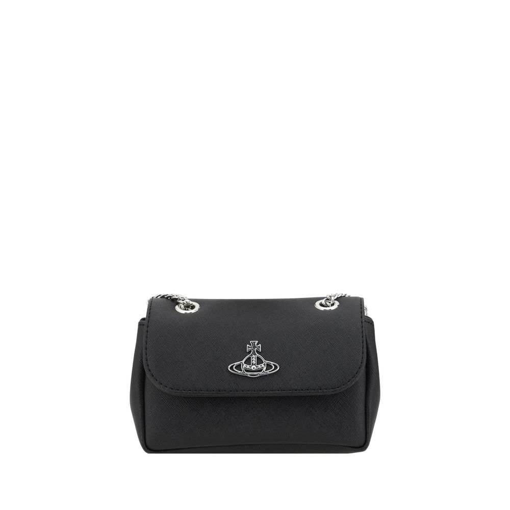 Vivienne Westwood Black Iconic Orb Shoulder Bag