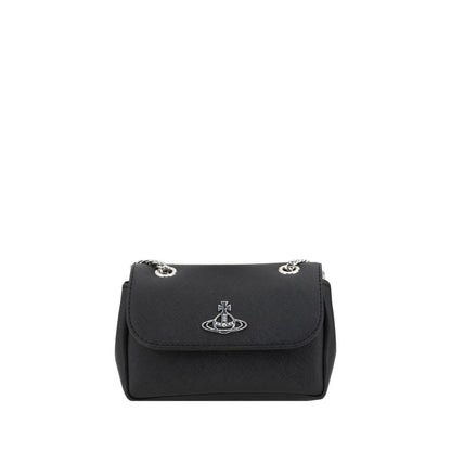 Vivienne Westwood Black Iconic Orb Shoulder Bag