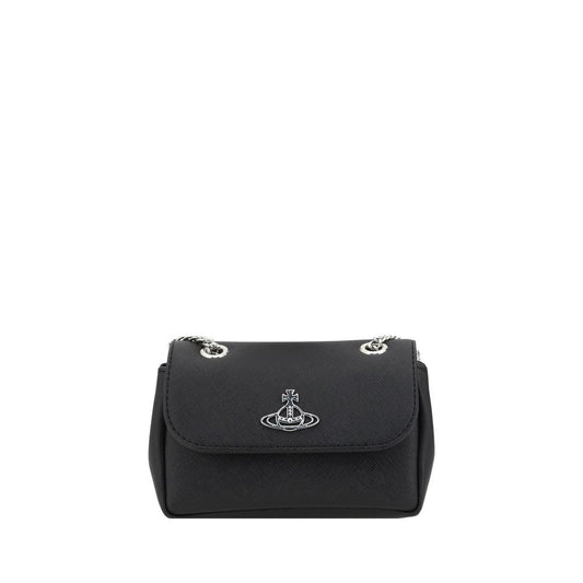 Vivienne Westwood Black Iconic Orb Shoulder Bag