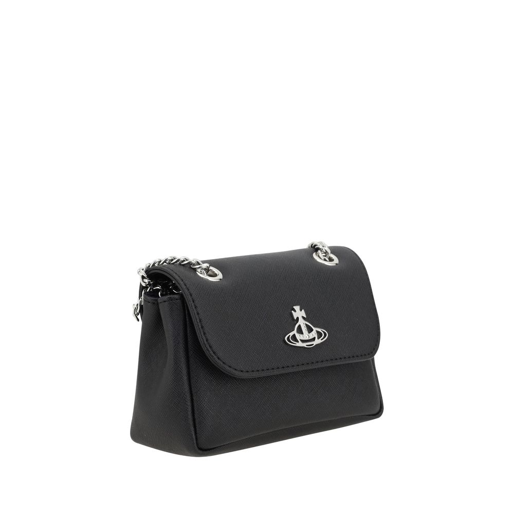 Vivienne Westwood Black Iconic Orb Shoulder Bag
