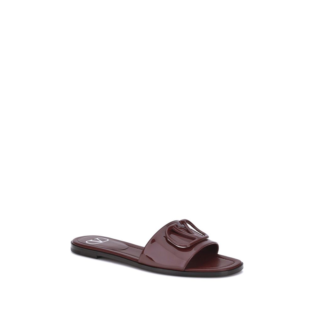 Valentino Garavani Patent Leather VLogo Slide Sandals