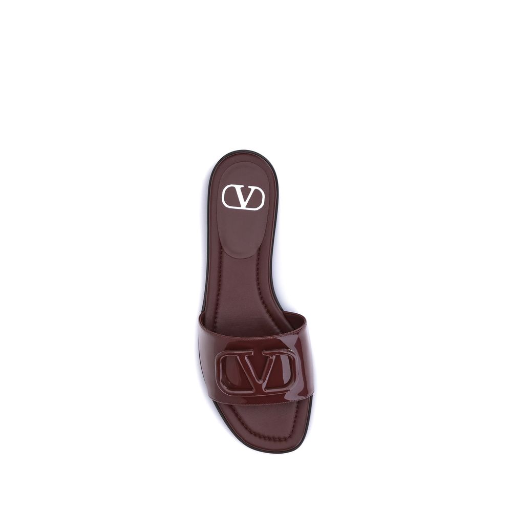Valentino Garavani Patent Leather VLogo Slide Sandals
