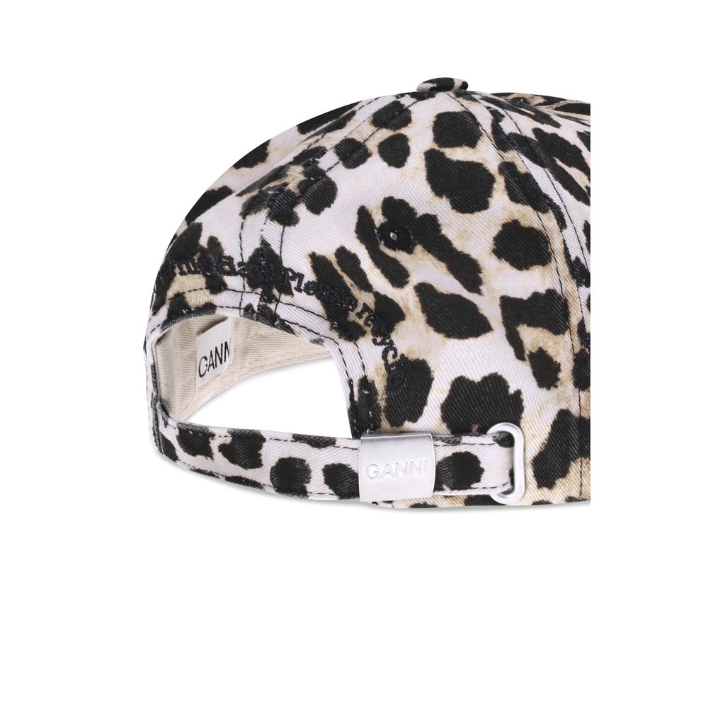 Ganni Multicolor Cotton Cap - Leopard Baseball Hat