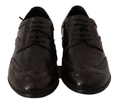  - Elegant Brown Leather Oxford Flats