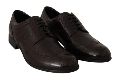  - Elegant Brown Leather Oxford Flats