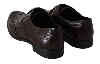  - Elegant Brown Leather Oxford Flats