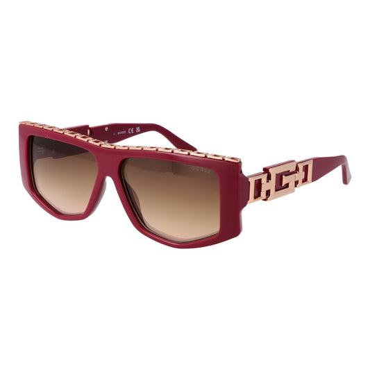 GUESS Women's Sunglasses – Red Rectangle Frame with Gold Mirrored Lenses, 58mm