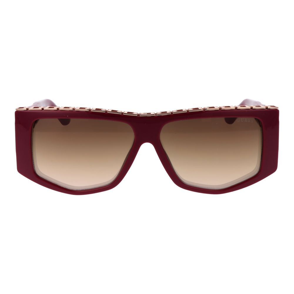 GUESS Women's Sunglasses – Red Rectangle Frame with Gold Mirrored Lenses, 58mm