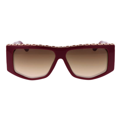 GUESS Women's Sunglasses – Red Rectangle Frame with Gold Mirrored Lenses, 58mm