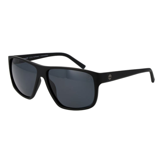 Timberland Men’s Sunglasses – Black Square Frame with Grey Polarized Lenses, 61mm