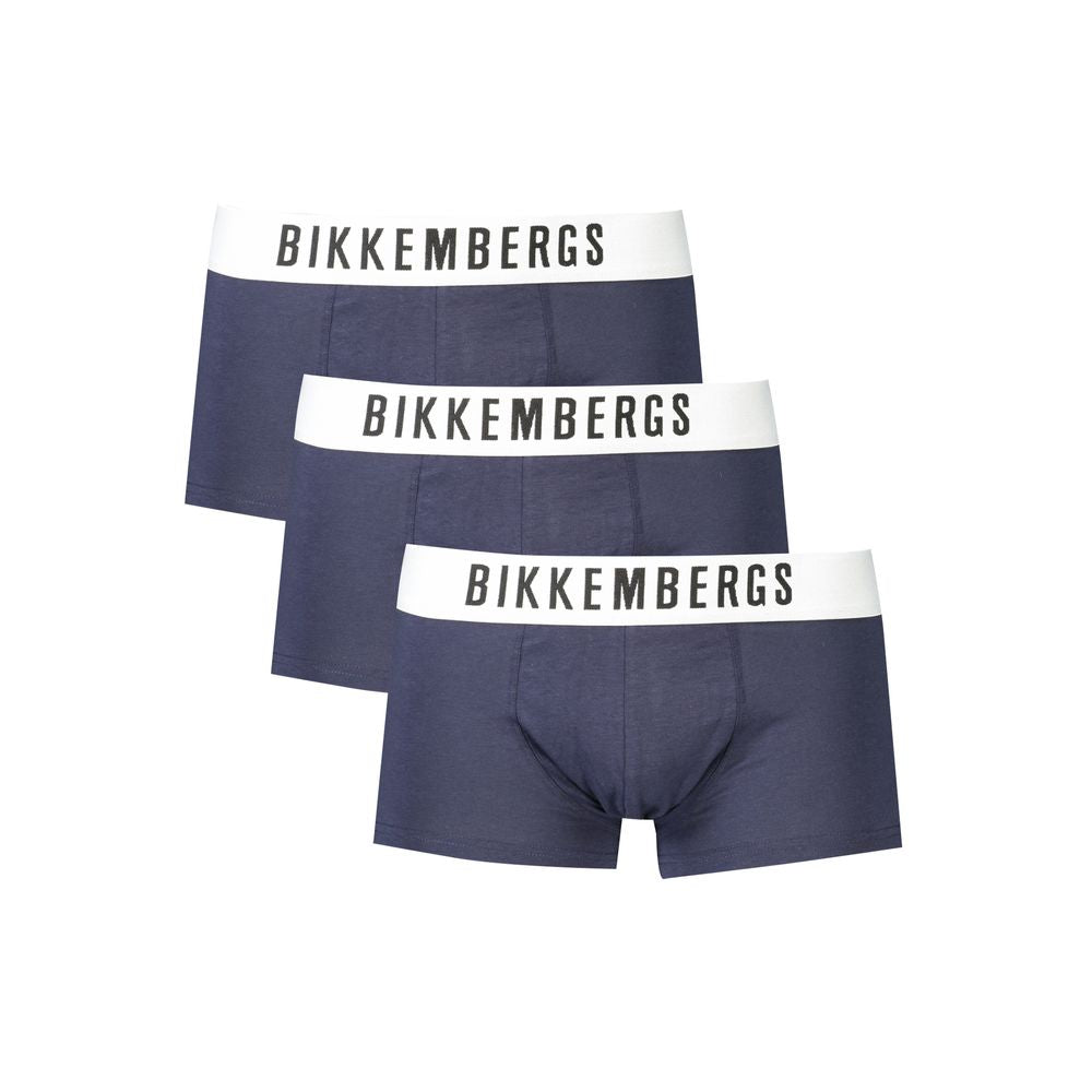 Bikkembergs Blue Cotton Underwear Boxers - Elegance Tri-Pack