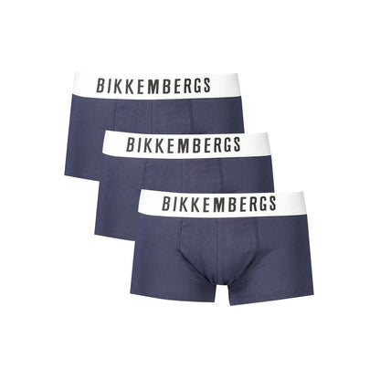 Bikkembergs Blue Cotton Underwear Boxers - Elegance Tri-Pack
