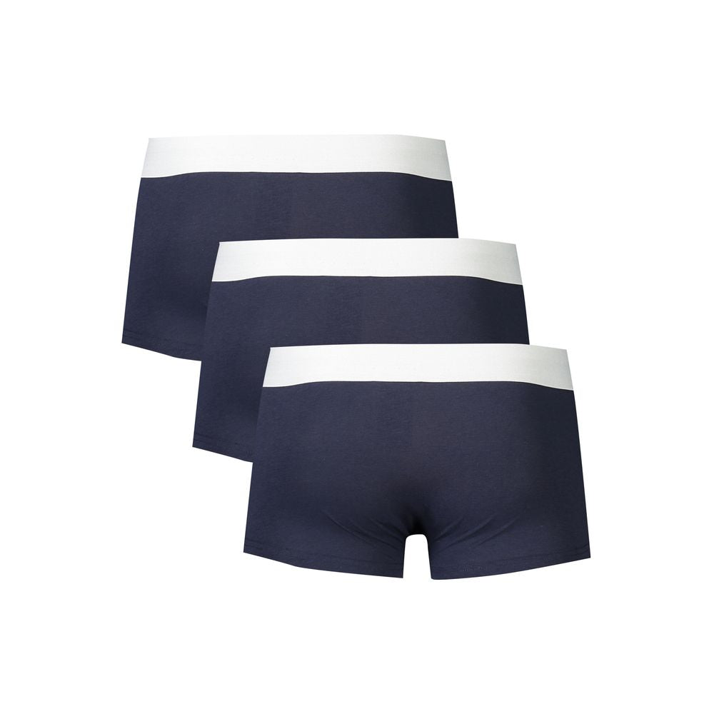 Bikkembergs Blue Cotton Underwear Boxers - Elegance Tri-Pack