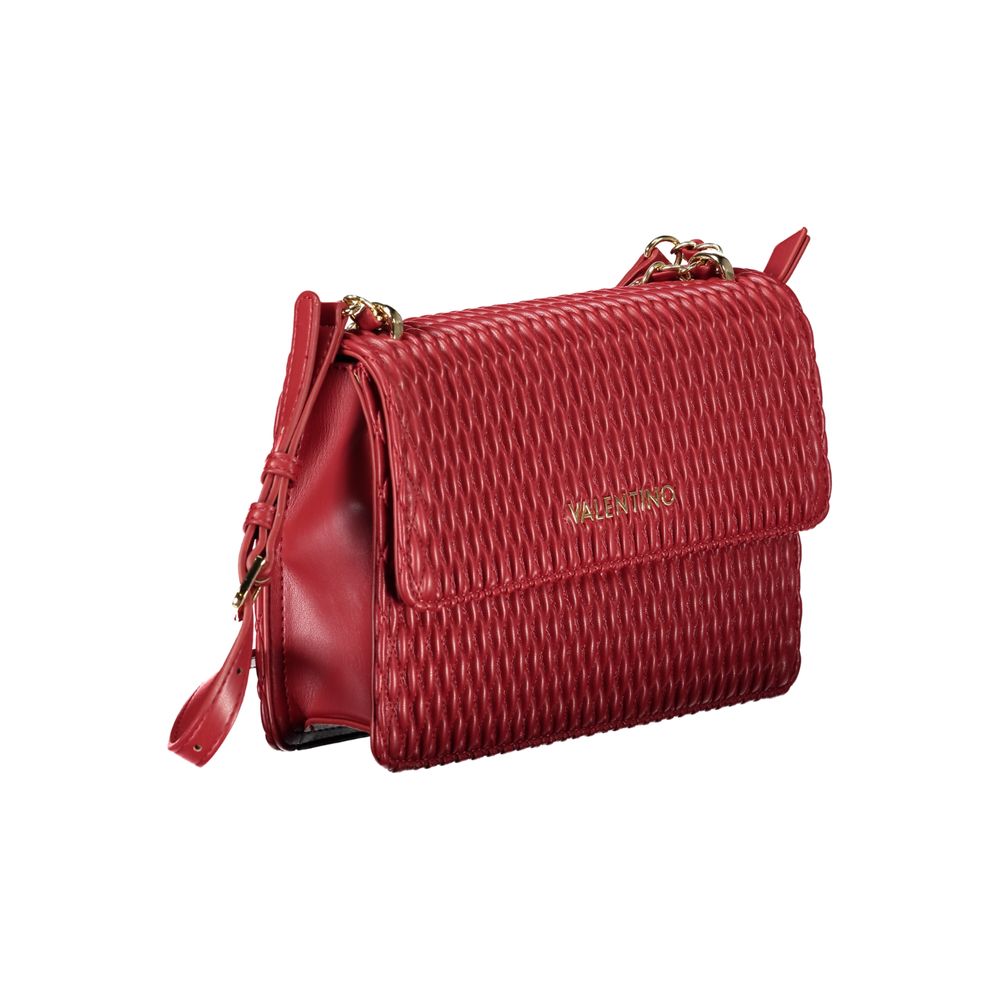 Mario Valentino Red Leather-Finish Chain Shoulder Bag