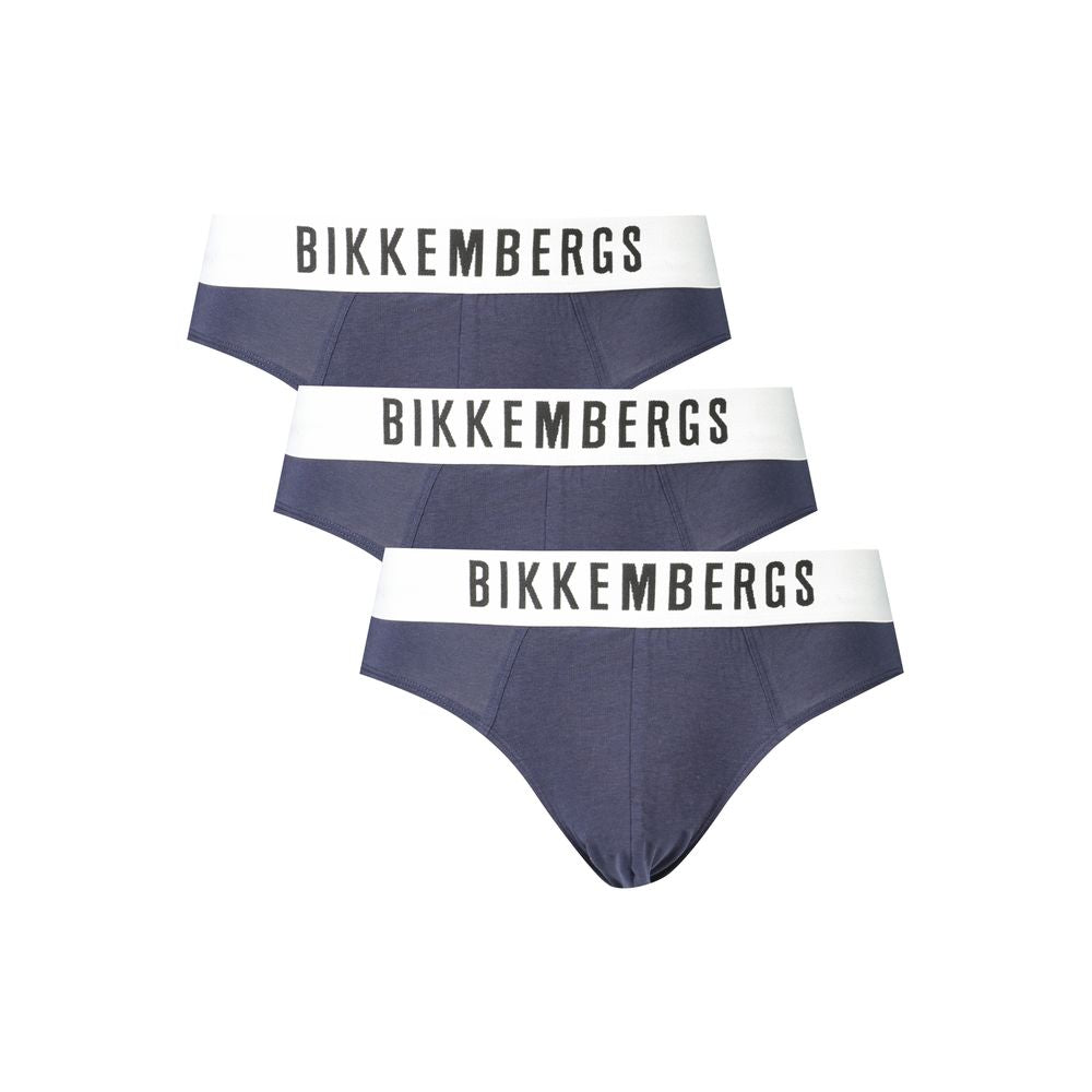 Bikkembergs Blue Cotton Underwear - Tri-Pack Elegance