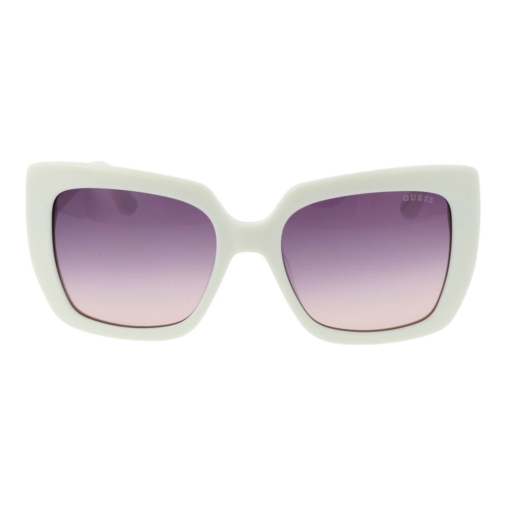Guess Women’s Sunglasses – Chic White Square Frame with Purple Gradient Lenses, 53mm