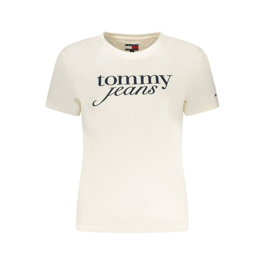 Tommy Hilfiger Beige Cotton Wide Neck T-Shirt