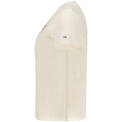 Tommy Hilfiger Beige Cotton Wide Neck T-Shirt