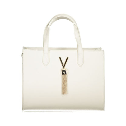 Mario Valentino White Faux Leather Handbag with Charming Details