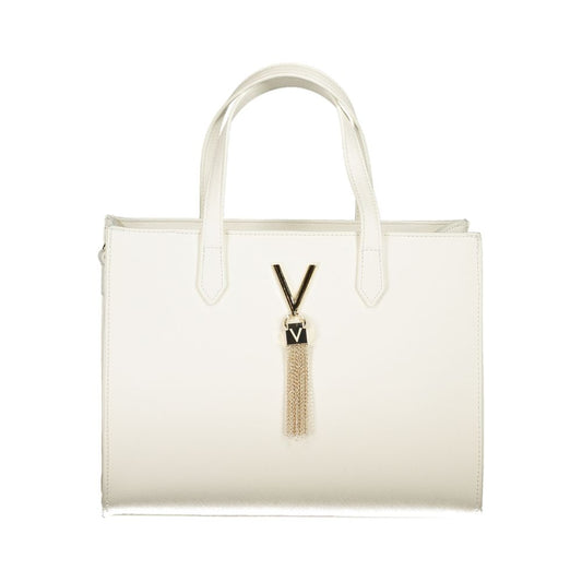 Mario Valentino White Faux Leather Handbag with Charming Details