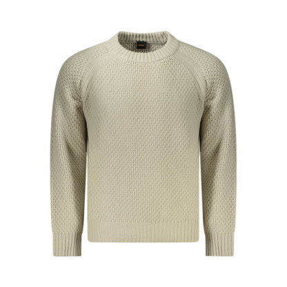 Hugo Boss Beige Wool Sweater with Contrasting Details