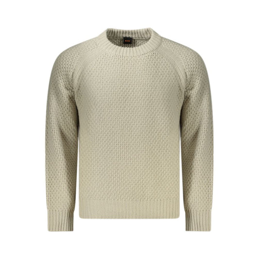 Hugo Boss Beige Wool Sweater with Contrasting Details