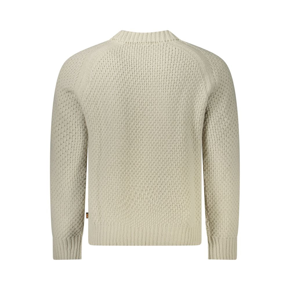 Hugo Boss Beige Wool Sweater with Contrasting Details