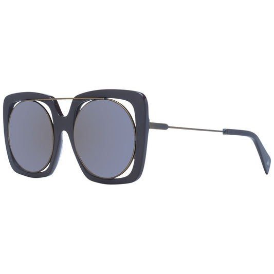 Yohji Yamamoto Unisex Sunglasses – Brown Frame with Grey Mirrored Lenses, 53mm