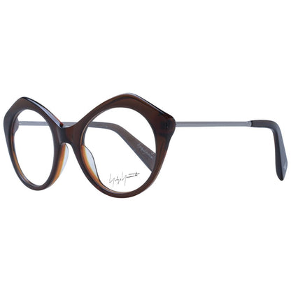 Yohji Yamamoto Brown Unisex Optical Frames – Round Design, 51mm