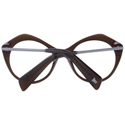 Yohji Yamamoto Brown Unisex Optical Frames – Round Design, 51mm