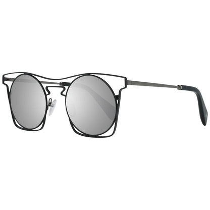 Yohji Yamamoto Unisex Sunglasses – Blue Square Frame with Grey Mirrored Lenses, 49mm