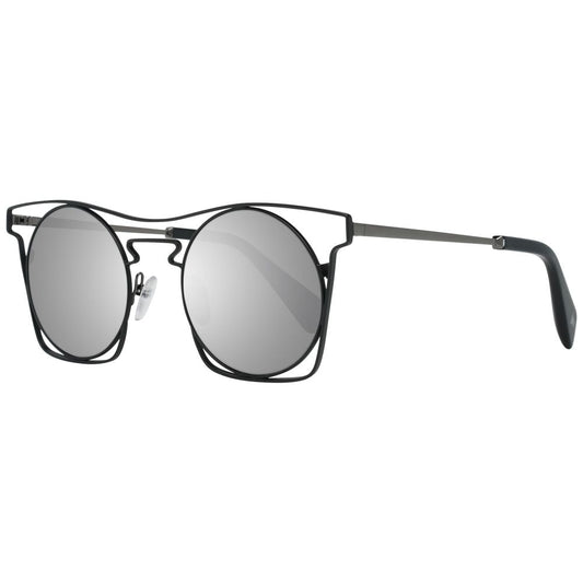 Yohji Yamamoto Unisex Sunglasses – Blue Square Frame with Grey Mirrored Lenses, 49mm