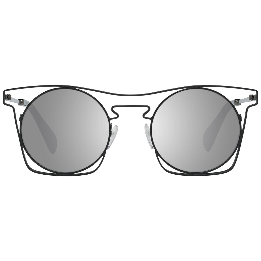 Yohji Yamamoto Unisex Sunglasses – Blue Square Frame with Grey Mirrored Lenses, 49mm