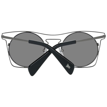 Yohji Yamamoto Unisex Sunglasses – Blue Square Frame with Grey Mirrored Lenses, 49mm
