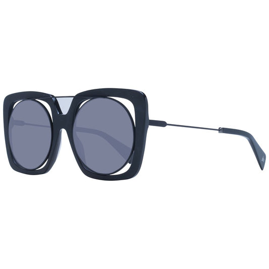 Yohji Yamamoto Unisex Sunglasses – Black Round Frame with Grey Lenses, 53mm