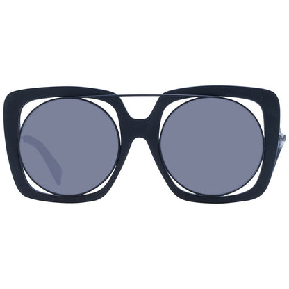 Yohji Yamamoto Unisex Sunglasses – Black Round Frame with Grey Lenses, 53mm